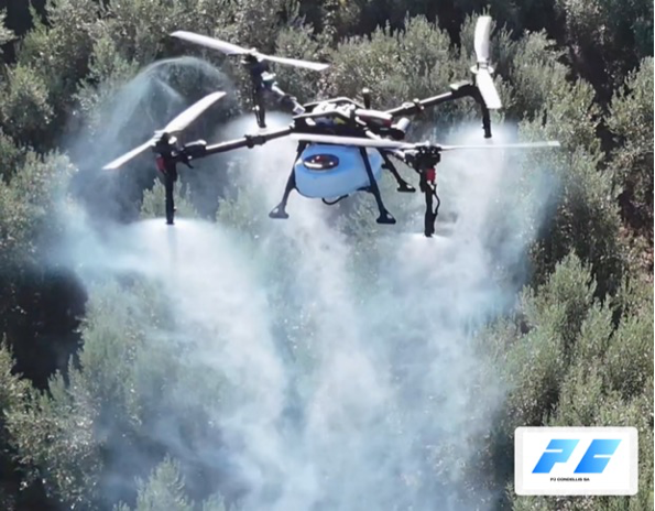 Ψεκασμός ελαιώνα με drone XAG